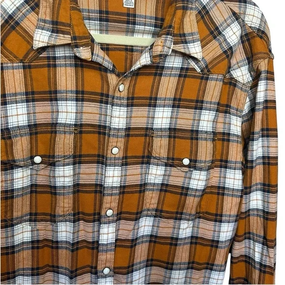 Lucky Brand Western Flannel Snap Button Long Sleeve Shirt Size Large - Picture 7 of 10